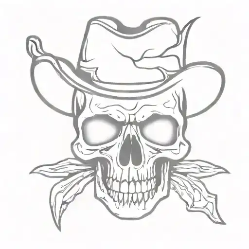 western skull tattoo design idea