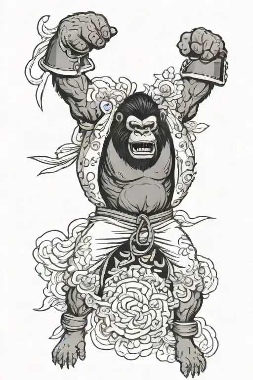 Angry Gorilla wearing boxing gloves  tattoo design idea