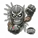 Boogeyman wearing boxing gloves  tattoo design idea