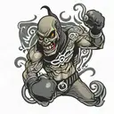 Boogeyman wearing boxing gloves  tattoo design idea