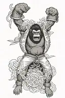 Angry Gorilla wearing boxing gloves  tattoo design idea
