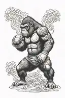 Angry Gorilla wearing boxing gloves  tattoo design idea