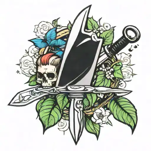 steel knife but steel is ivy tattoo design idea