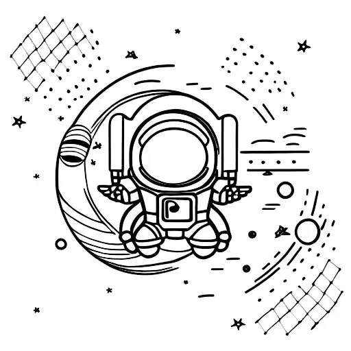 astronaut with guitar, and some planets arround, this tatto wil be at triceps tattoo design idea