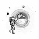 astronaut with guitar, and some planets arround, this tatto wil be at triceps tattoo design idea