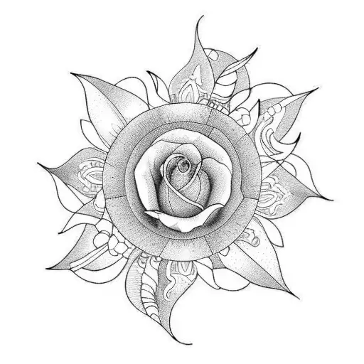 violet, primerose, mon and sun tattoo design idea