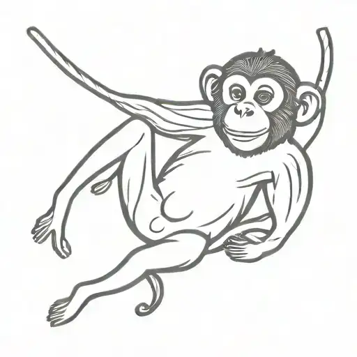 monkey hanging upside tattoo design idea