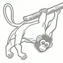 monkey hanging upside tattoo design idea