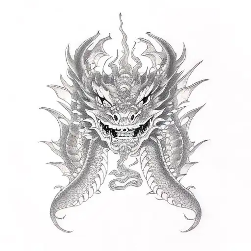 dragon face tattoo design idea