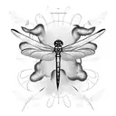 dragonfly but the wings spell out TEAM tattoo design idea