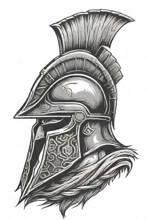 simple spartan helmet with molon labe tattoo design idea