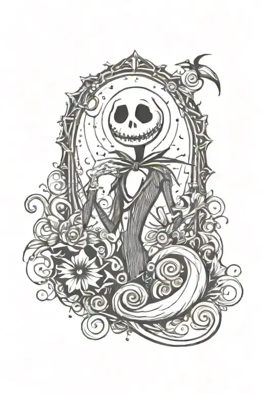 nightmare before christmas sleeve tattoo design idea