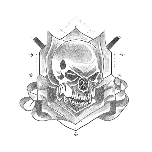 A blackwork tattoo of a mafia code or motto tattoo design idea
