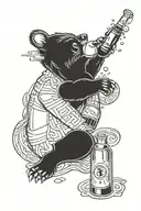 A bear drinking a beer bottle tattoo design idea
