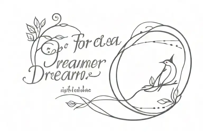 quote: for a dreamer, night's the only time of day tattoo design idea