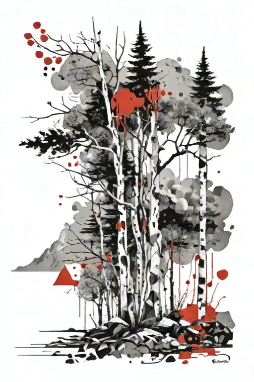 mountain aspen tree trail  tattoo design idea