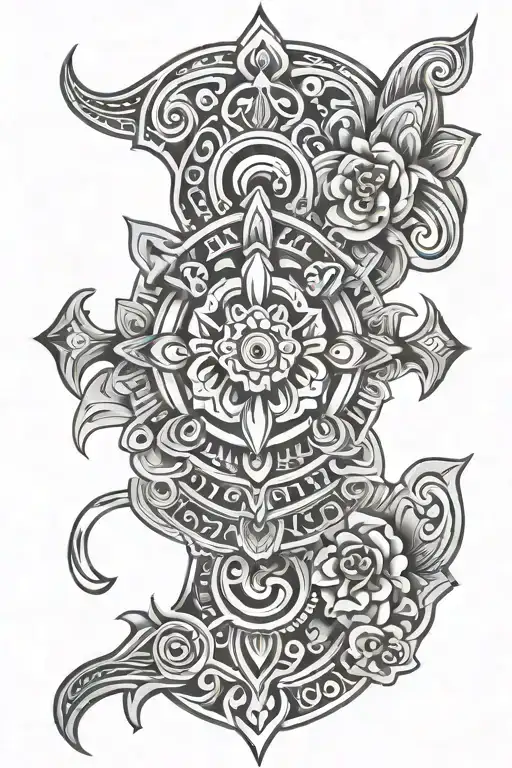 aztec flower design that represents a sense of unity tattoo design idea