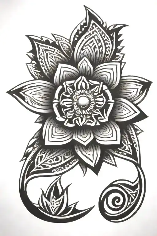 one aztec flower with no stem that represents unity  tattoo design idea