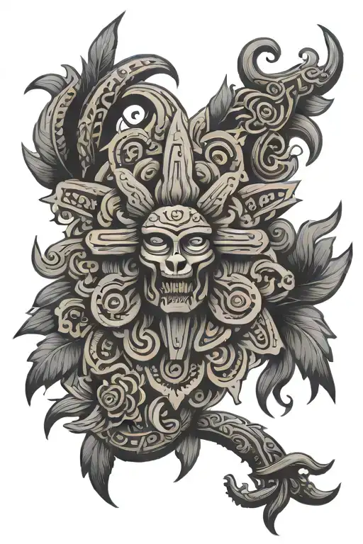 aztec flower design that represents your journey tattoo design idea