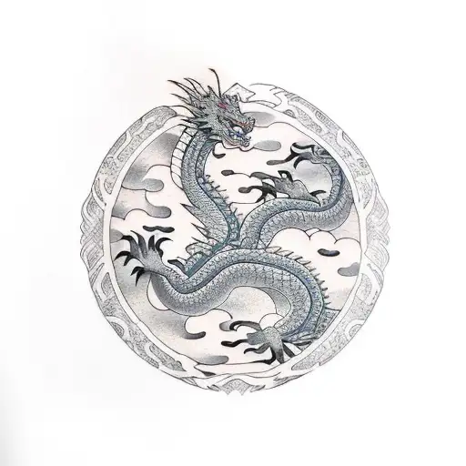 Dragon moon tattoo design idea