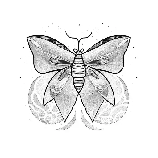 moth with a moon  tattoo design idea