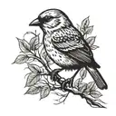 canary bird in branch minimalist tattoo design idea