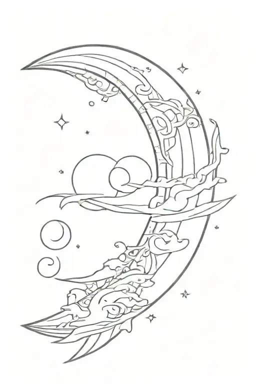 lunar crescent tattoo design idea