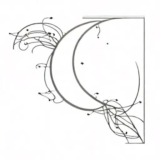 A minimalist lunar crescent tattoo and the letters B and S intertwined in the design tattoo design idea