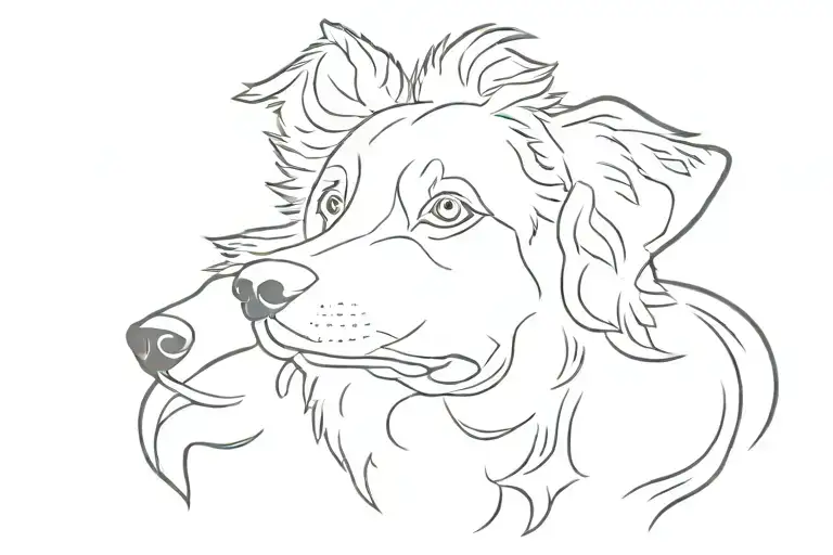 australian shepherd ear outline with the word "cooper"  tattoo design idea