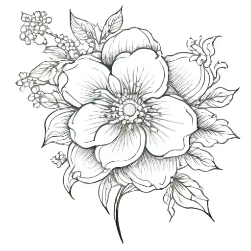 korean symbol flower tattoo design idea