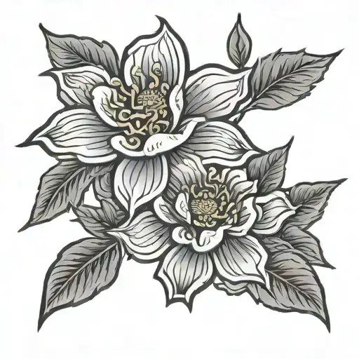 mugunghwa flower with korean tradition and symbol tattoo design idea