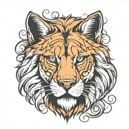 A half-wolf, half-lion face to symbolize the combination of your wild, carefree spirit with your courageous heart.  tattoo design idea