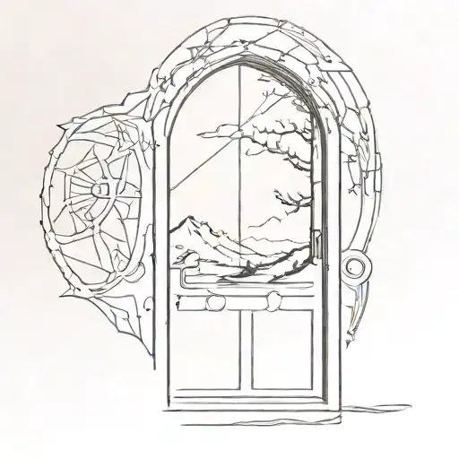 dark and melancholical hobbit door tattoo design idea