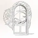 dark and melancholical hobbit door tattoo design idea