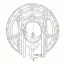 dark and melancholical hobbit door tattoo design idea