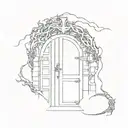 dark and melancholical hobbit door tattoo design idea