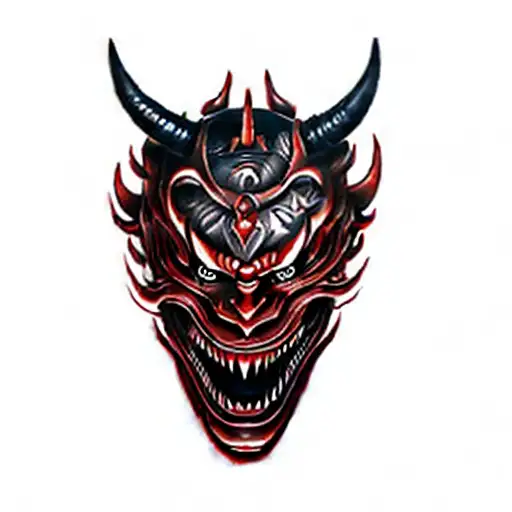 a japanese devil mask tattoo design idea