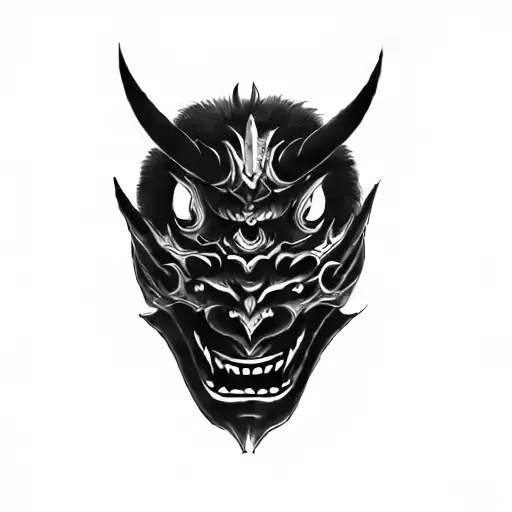 a japanese devil mask tattoo design idea