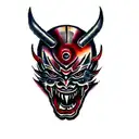 a japanese devil mask tattoo design idea