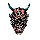 a japanese devil mask tattoo design idea
