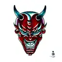a japanese devil mask tattoo design idea
