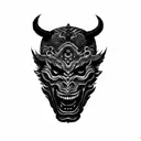 a japanese devil mask tattoo design idea