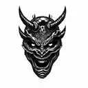 a japanese devil mask tattoo design idea