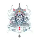 warrior with balance mind body and soul, abstract tattoo design idea