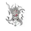 warrior with balance mind body and soul, abstract tattoo design idea