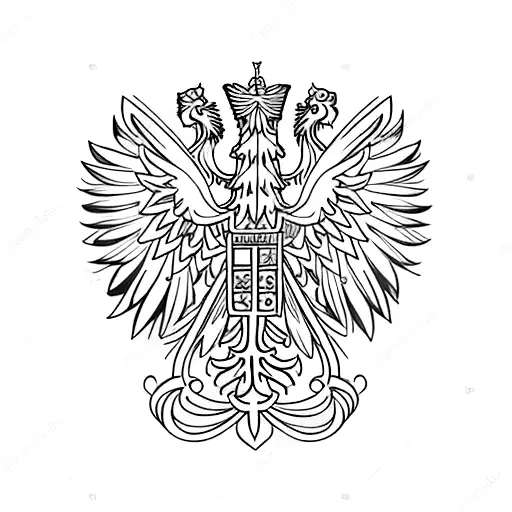 Polish flag with white eagles as stamps tattoo design idea
