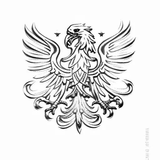 Polish flag with white eagles as stamps tattoo design idea