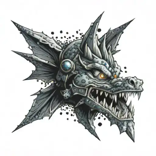 A dragon ball infused with elements from Breaking Bad, such as blue crystals and a hazmat suit tattoo design idea