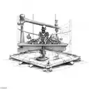 skeleton leaning over table with navigational chart and charting equipment on the bridge of a ship tattoo design idea