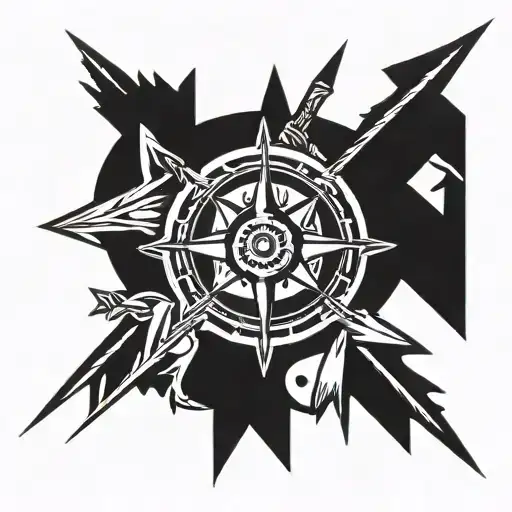 compass and arrow  tattoo design idea
